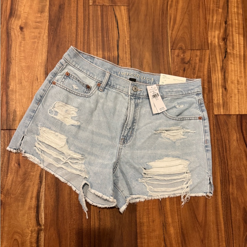 American Eagle Outfitters Blue Distressed Jean Shorts